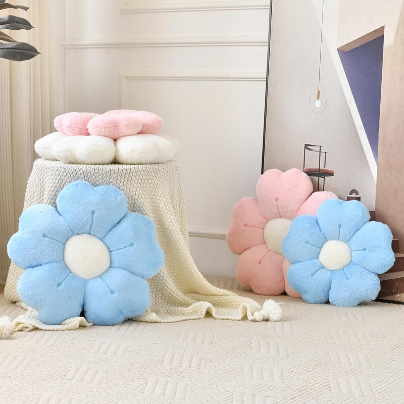 Ddliury Flower Pillow, Flower Shaped Pillow Decorative Throw Pillows for Bed Couch, Cute Daisy Pillow Dorm Decor Floor Seating Cushion (White, 15 Inches) - Image 4